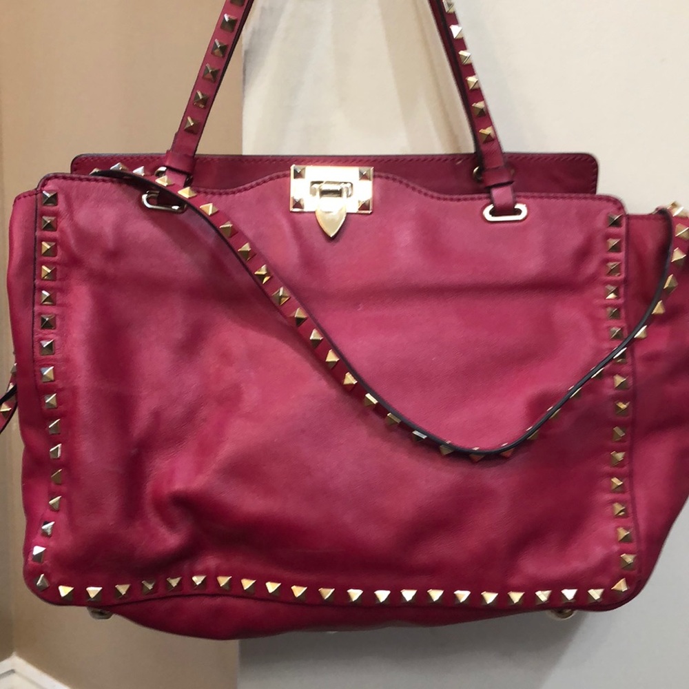 Valentino red rockstud tote